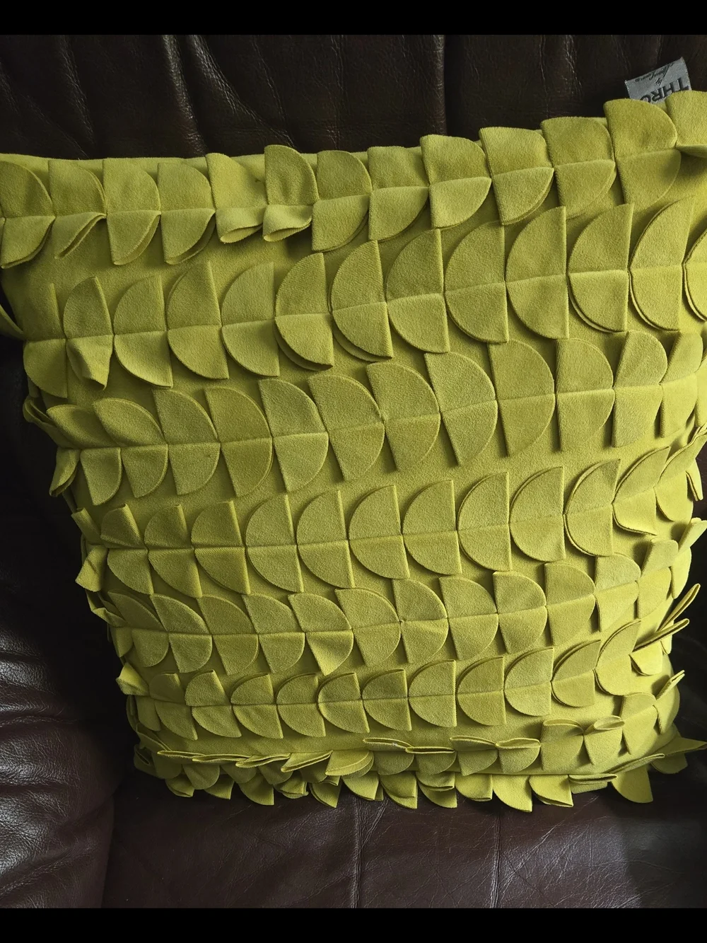Thro By Mario Lorenz Chartreuse Green 3D Petal Throw Pillow 17x17